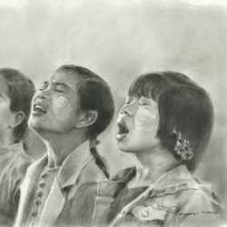 Girls Singing in Church